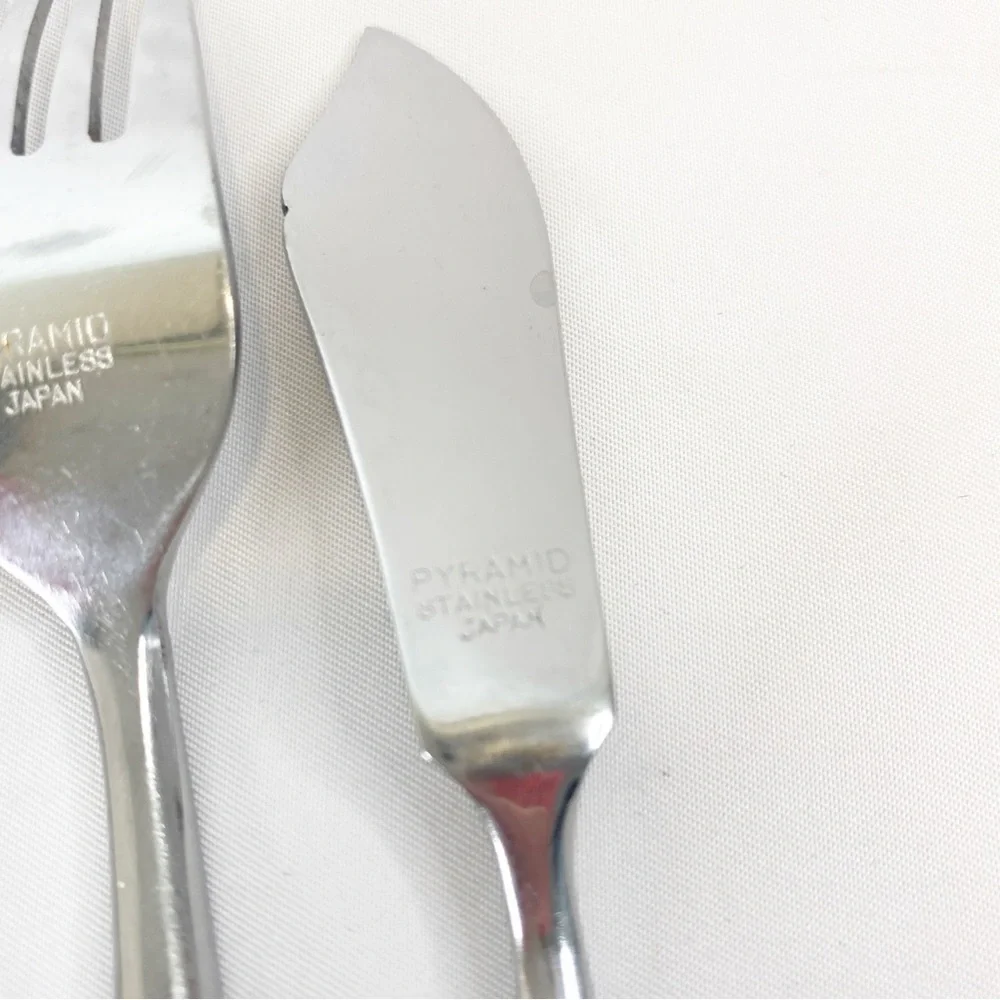 Pyramid Mix Lot 9 Replacement Flatware Wood Handles Japan Vintage Stainless MCM